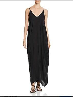 Elan Black V-Neck Slip Maxi Dress with Spaghetti Straps